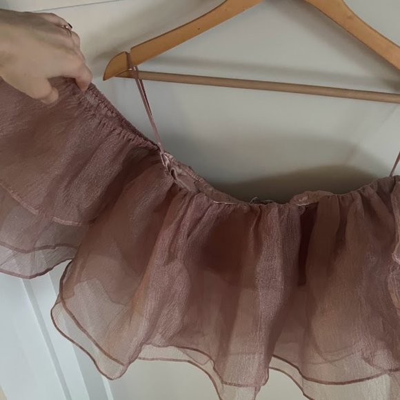 BARBIE INSPO BLUSH TULLE CROP TOP - VICI COLLECTION - NWT! SIZE - S - Picture 7 of 7